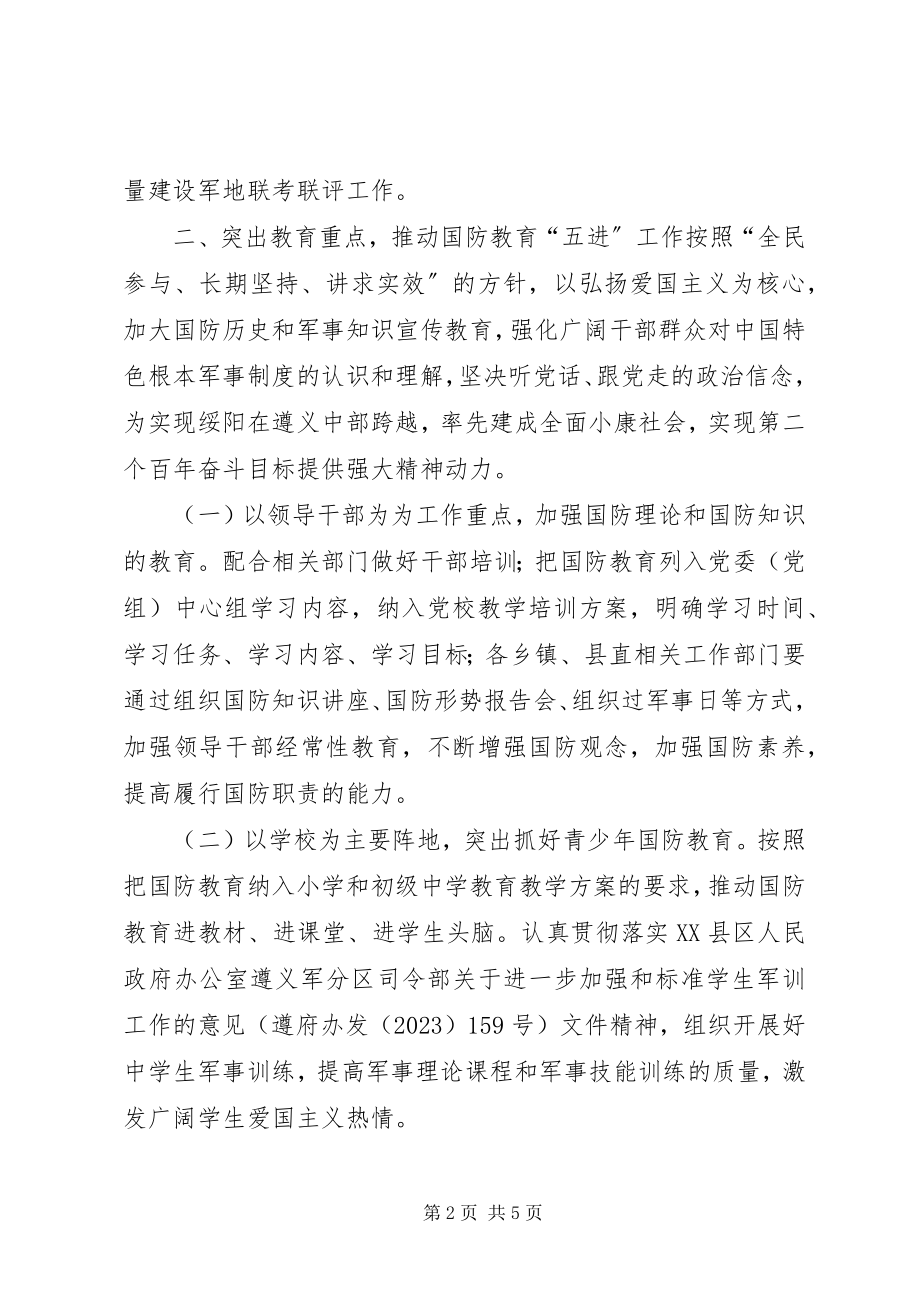 2023年县人民政府办公室国防教育工作要点.docx_第2页