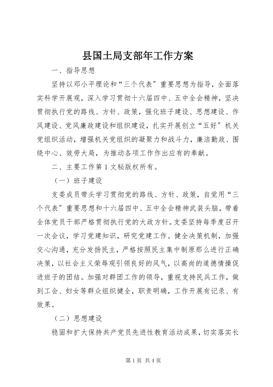 2023年县国土局支部年工作计划.docx_第1页