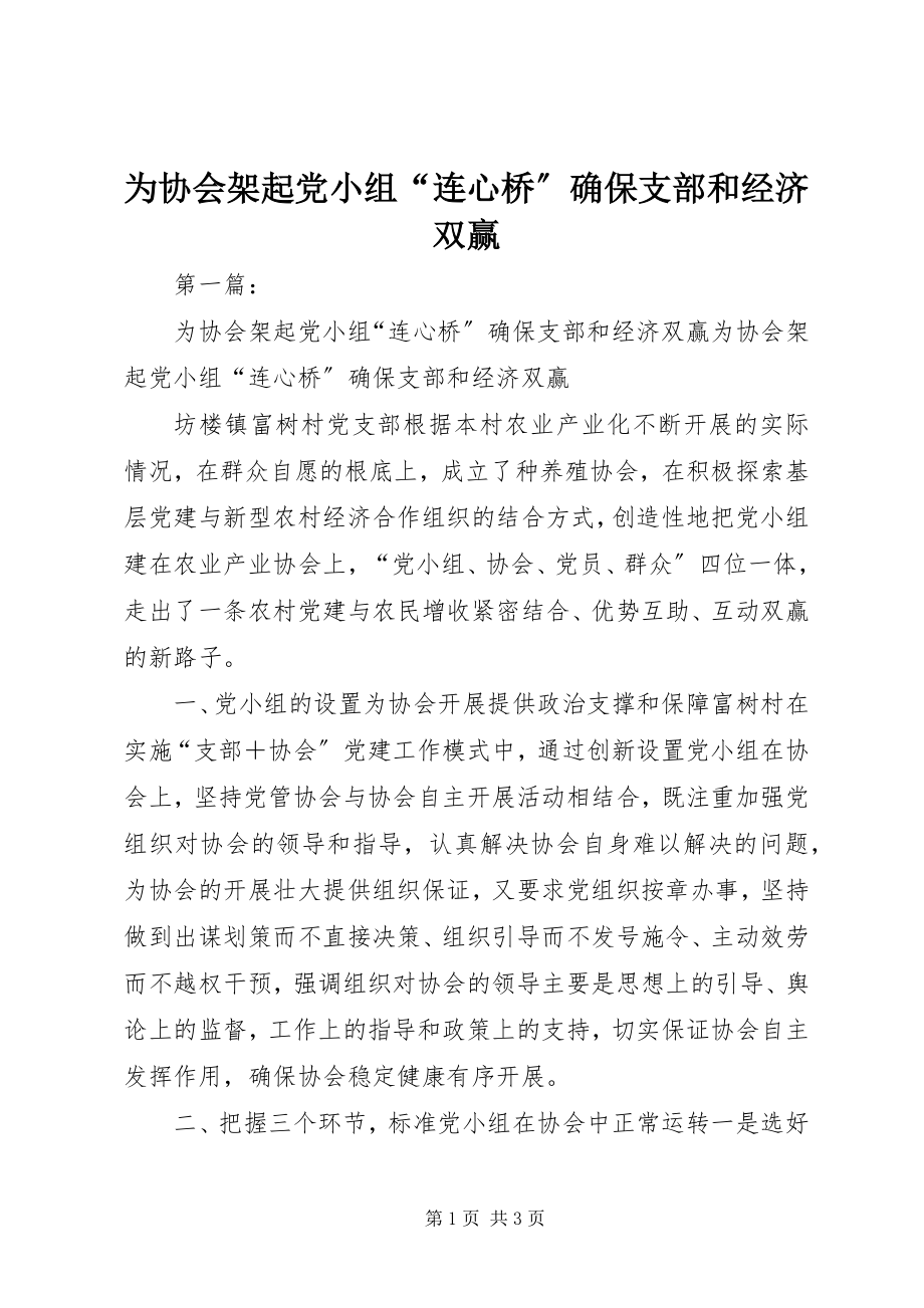 2023年为协会架起党小组“连心桥”确保支部和经济双赢.docx_第1页