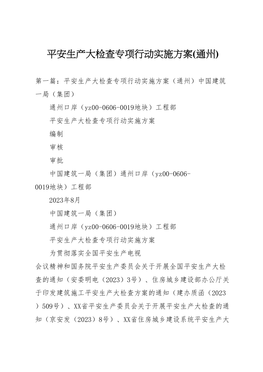 2023年安全生产大检查专项行动实施方案2.doc_第1页