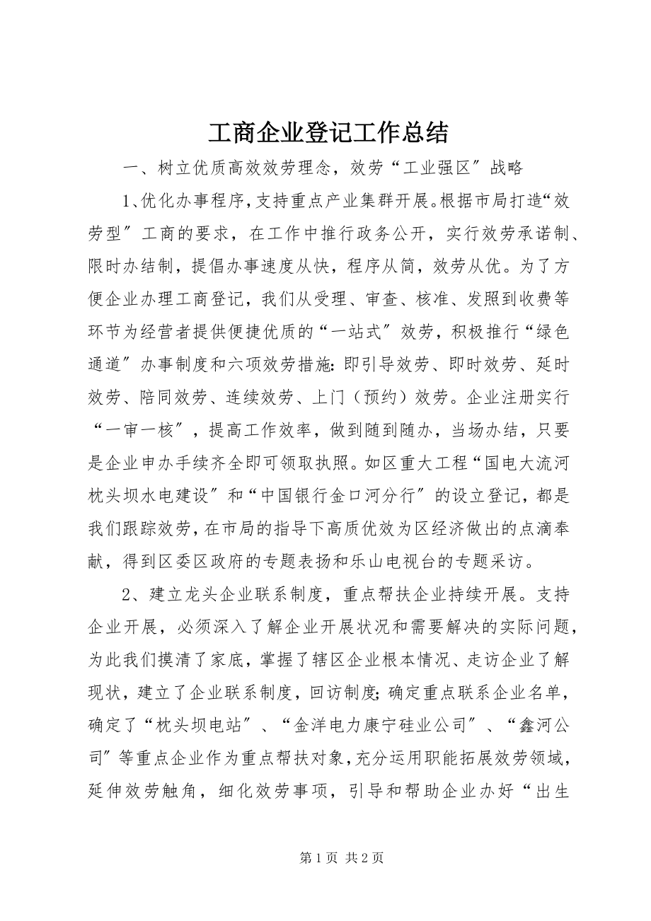 2023年工商企业登记工作总结.docx_第1页