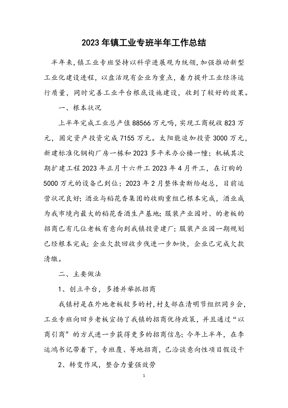 2023年镇工业专班半年工作总结.docx_第1页