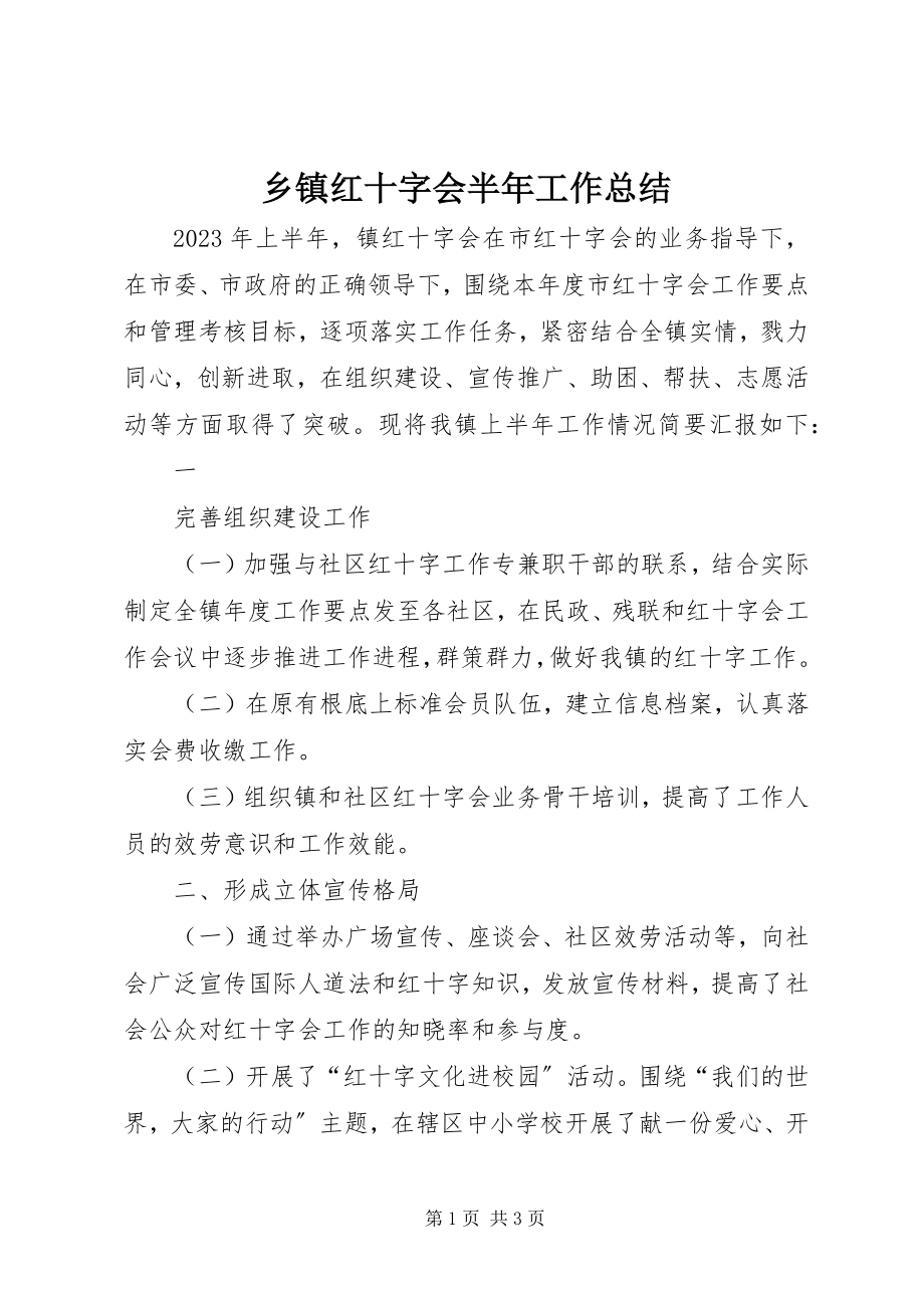 2023年乡镇红十字会半年工作总结.docx_第1页