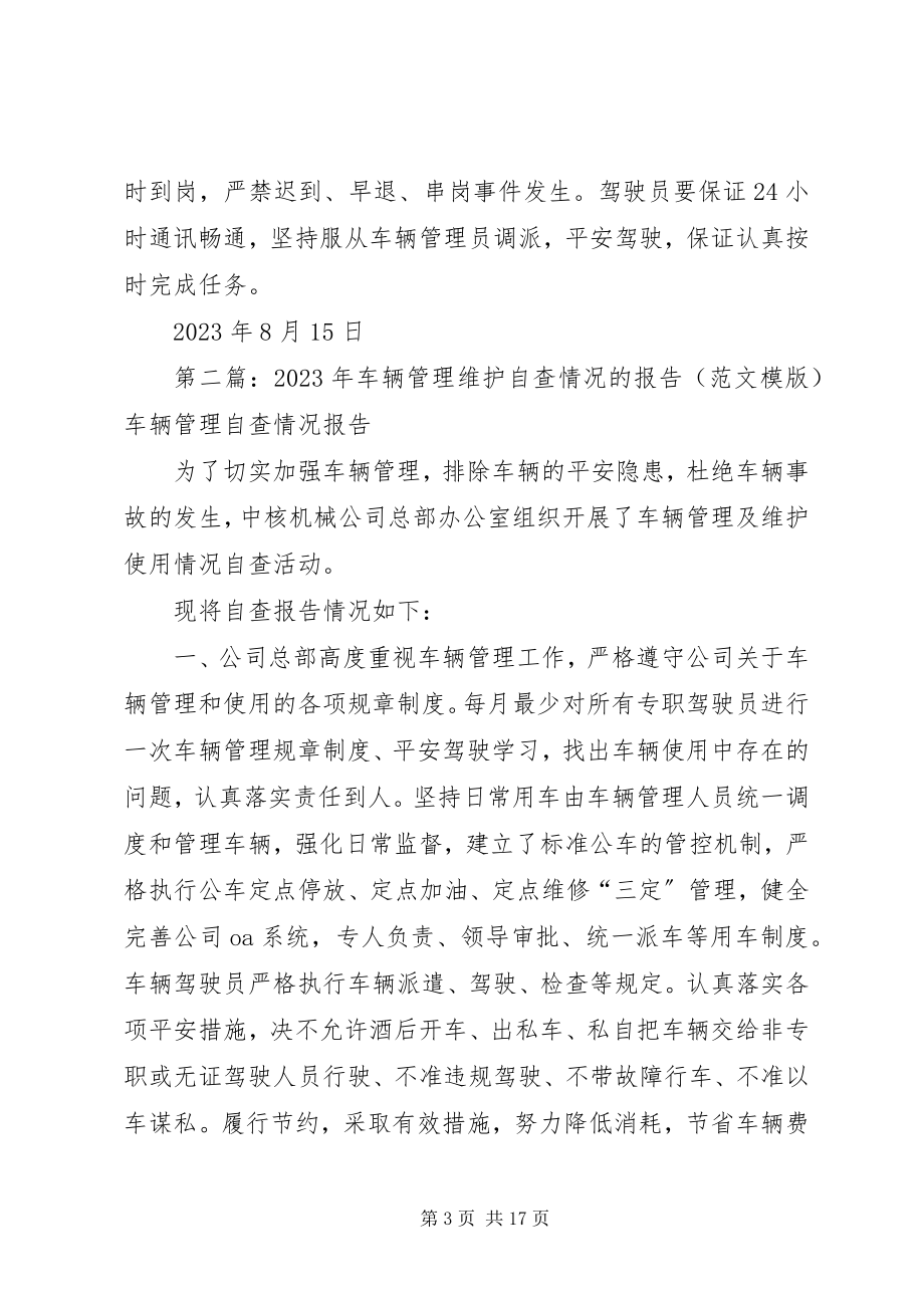 2023年对车辆管理维护自查情况的报告.docx_第3页