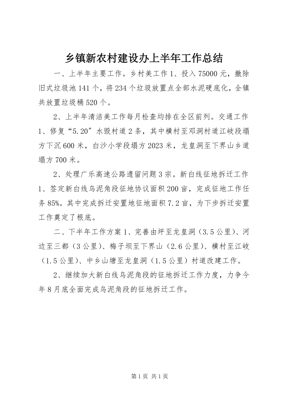 2023年乡镇新农村建设办上半年工作总结.docx_第1页