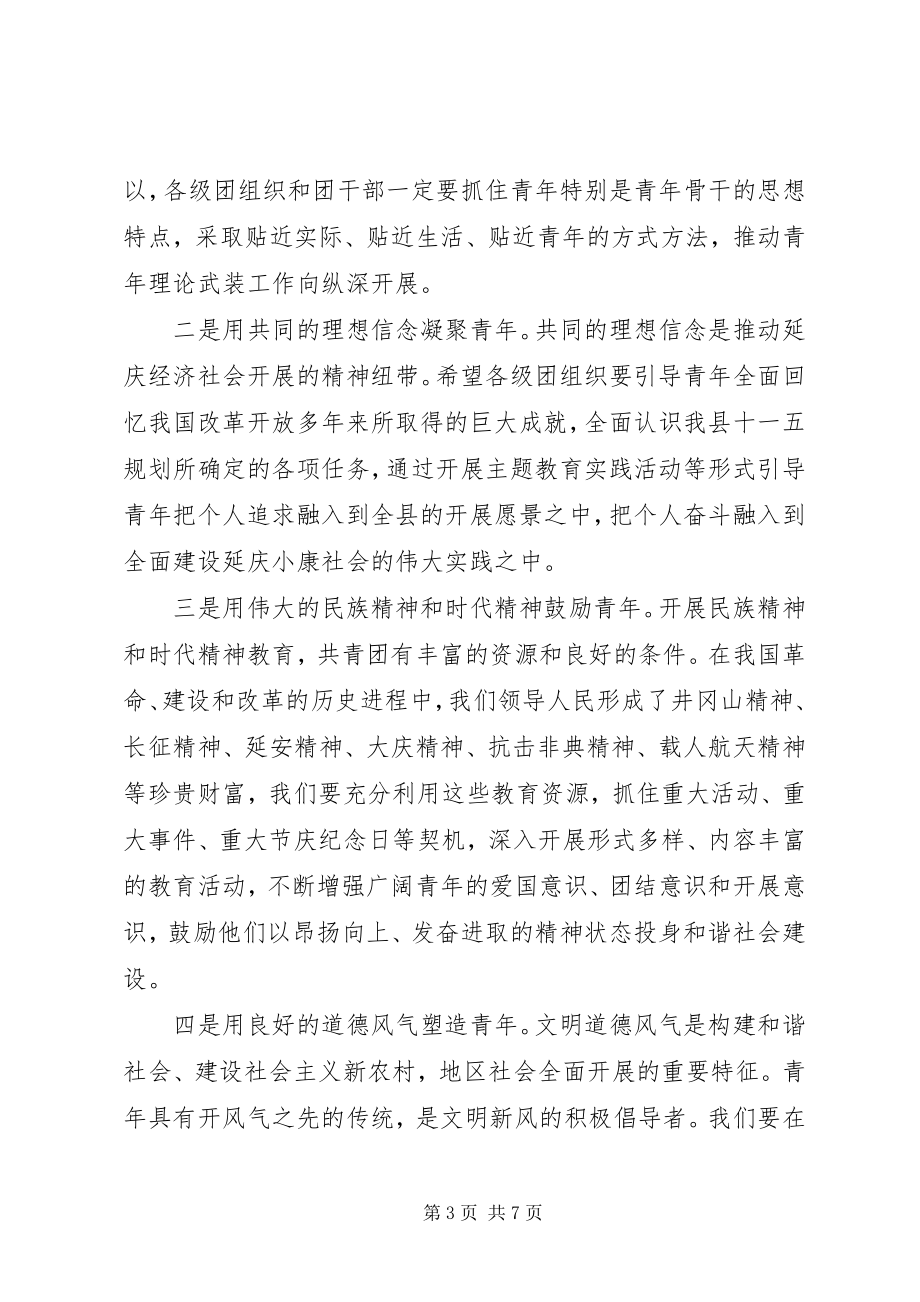 2023年县委副书记在共青团工作会上的致辞2.docx_第3页