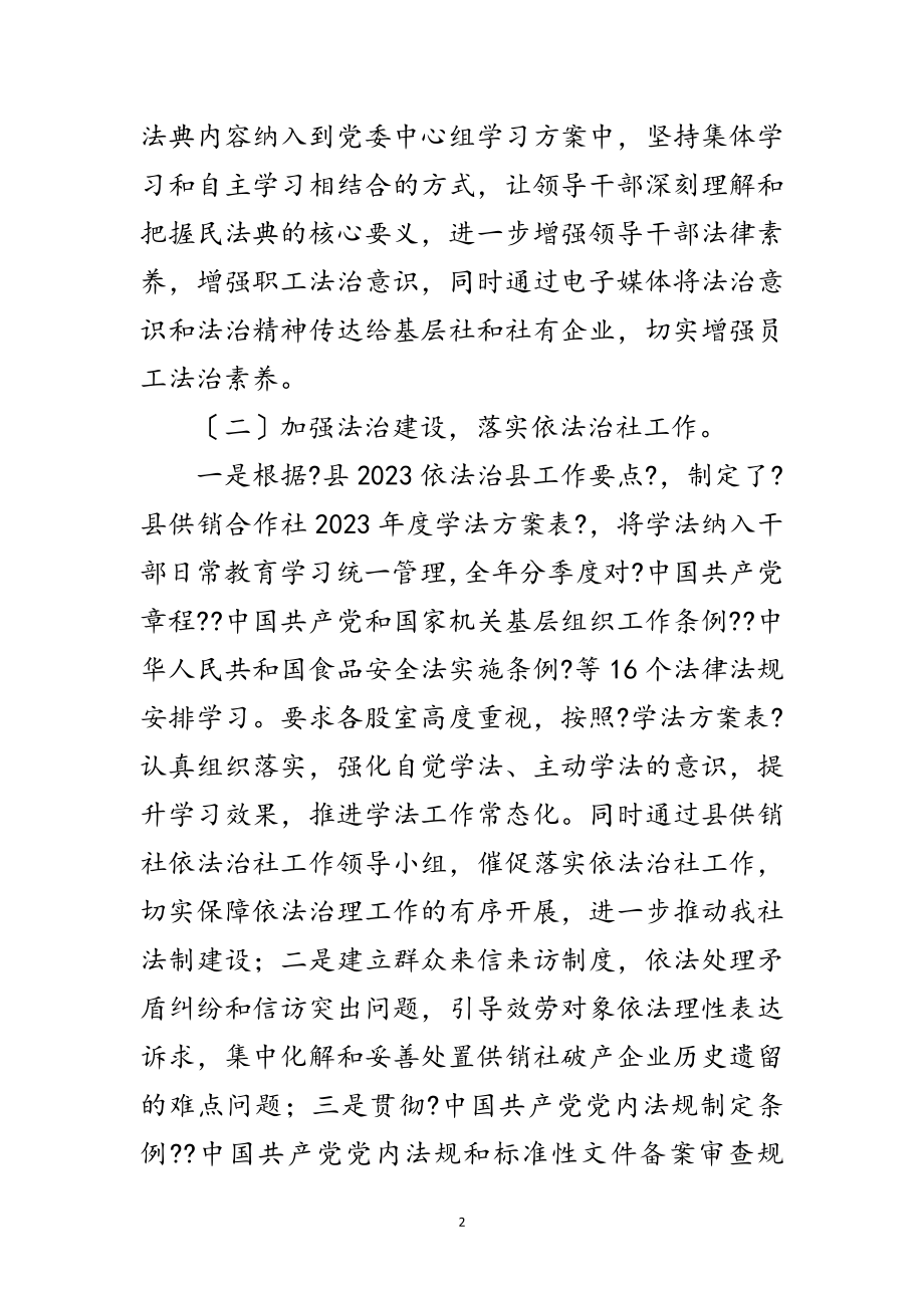 2023年供销社依法治社工作总结及工作计划范文.doc_第2页