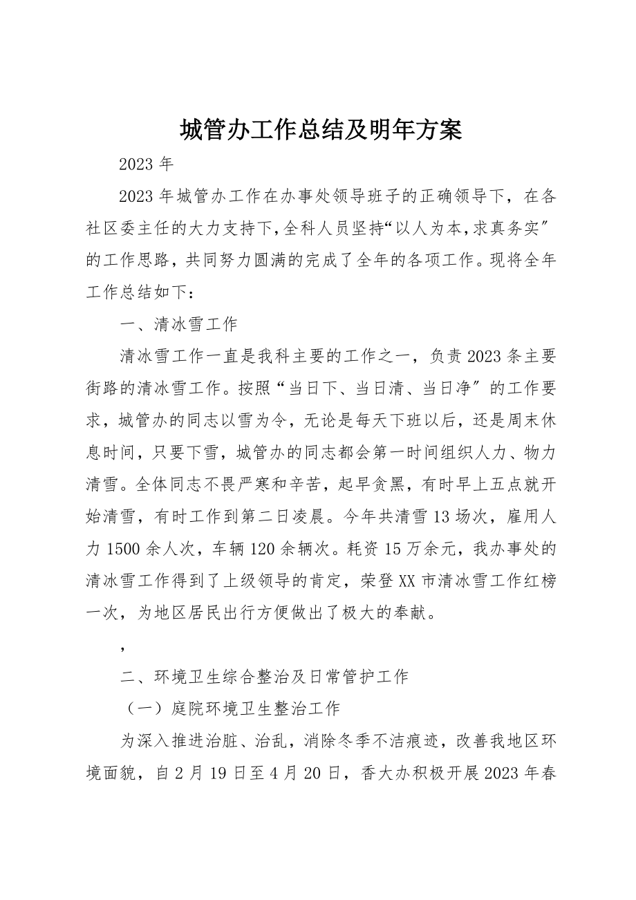 2023年城管办工作总结及明年计划.docx_第1页