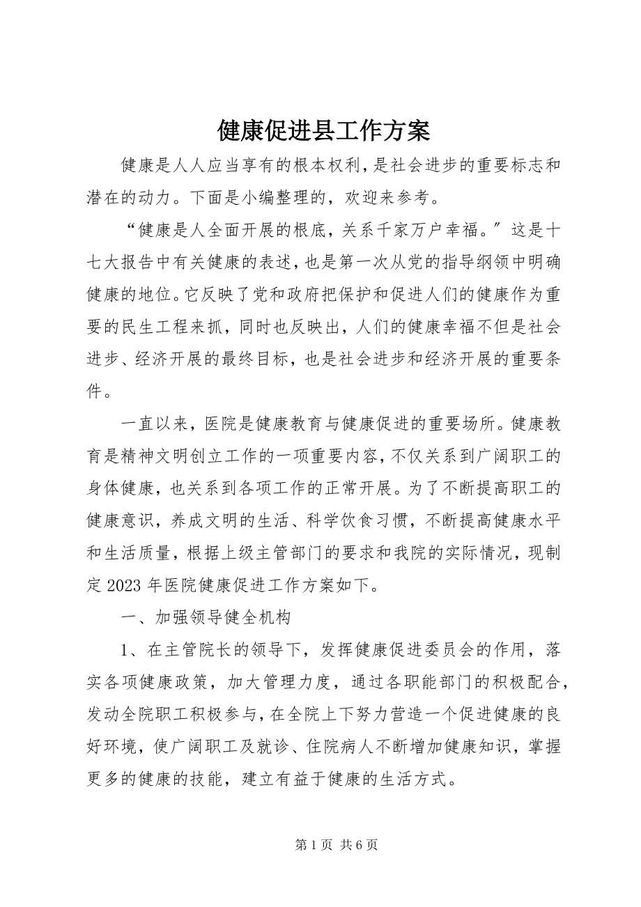 2023年健康促进县工作计划.docx_第1页