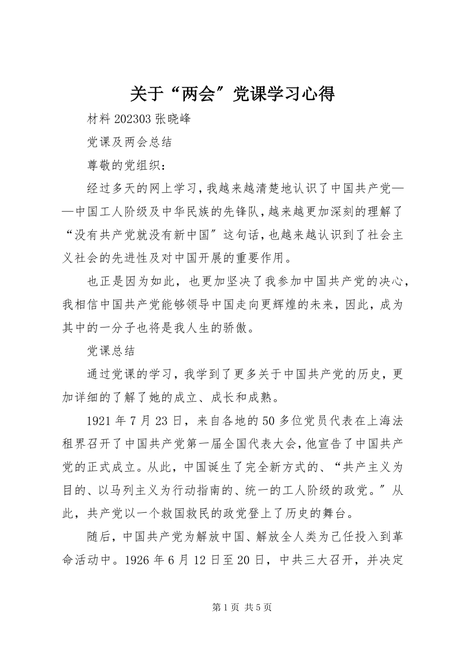 2023年“两会”党课学习心得.docx_第1页