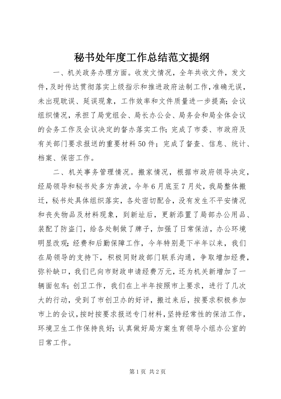 2023年秘书处度工作总结提纲.docx_第1页