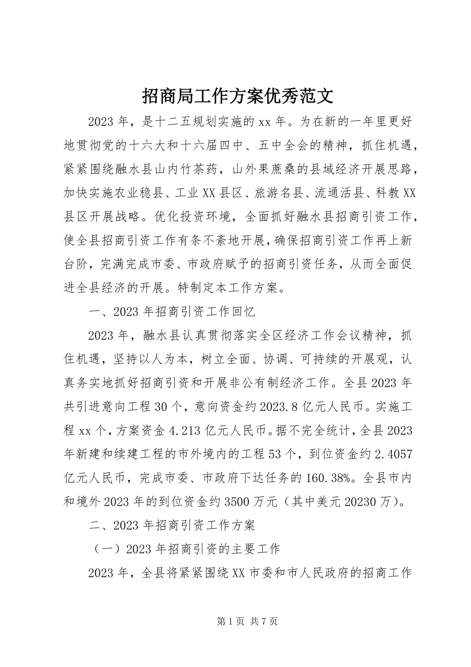 2023年招商局工作计划优秀.docx_第1页