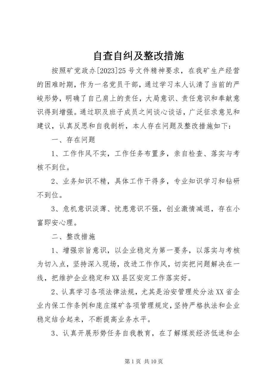 2023年自查自纠及整改措施.docx_第1页