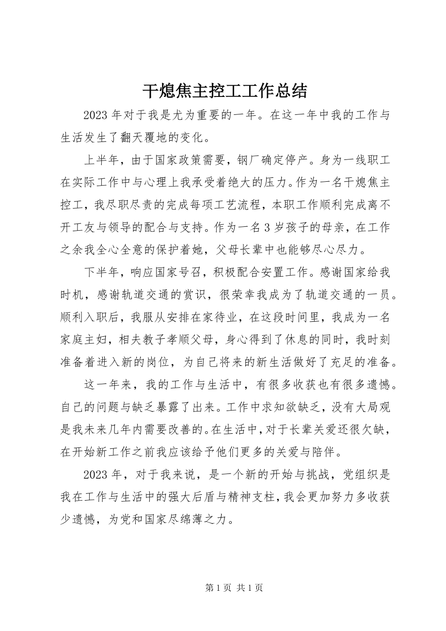 2023年干熄焦主控工工作总结.docx_第1页