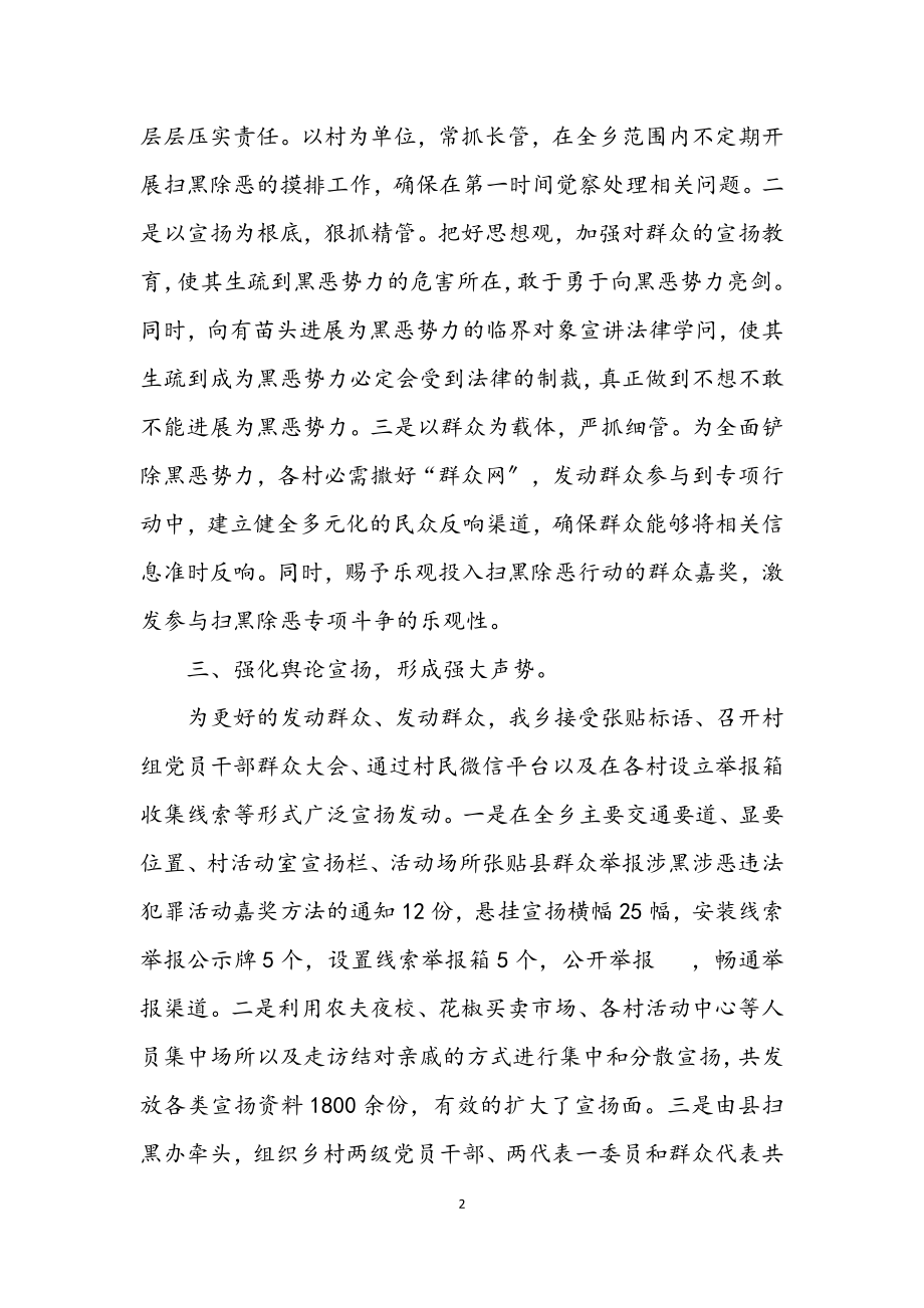 2023年乡镇扫黑除恶专项斗争工作汇报.docx_第2页