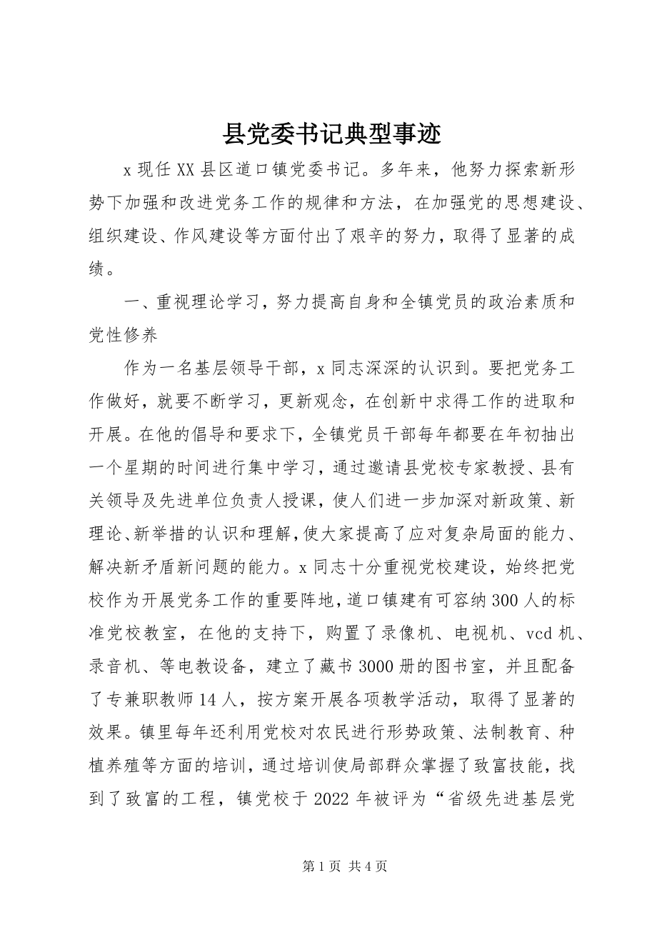 2023年县党委书记典型事迹.docx_第1页