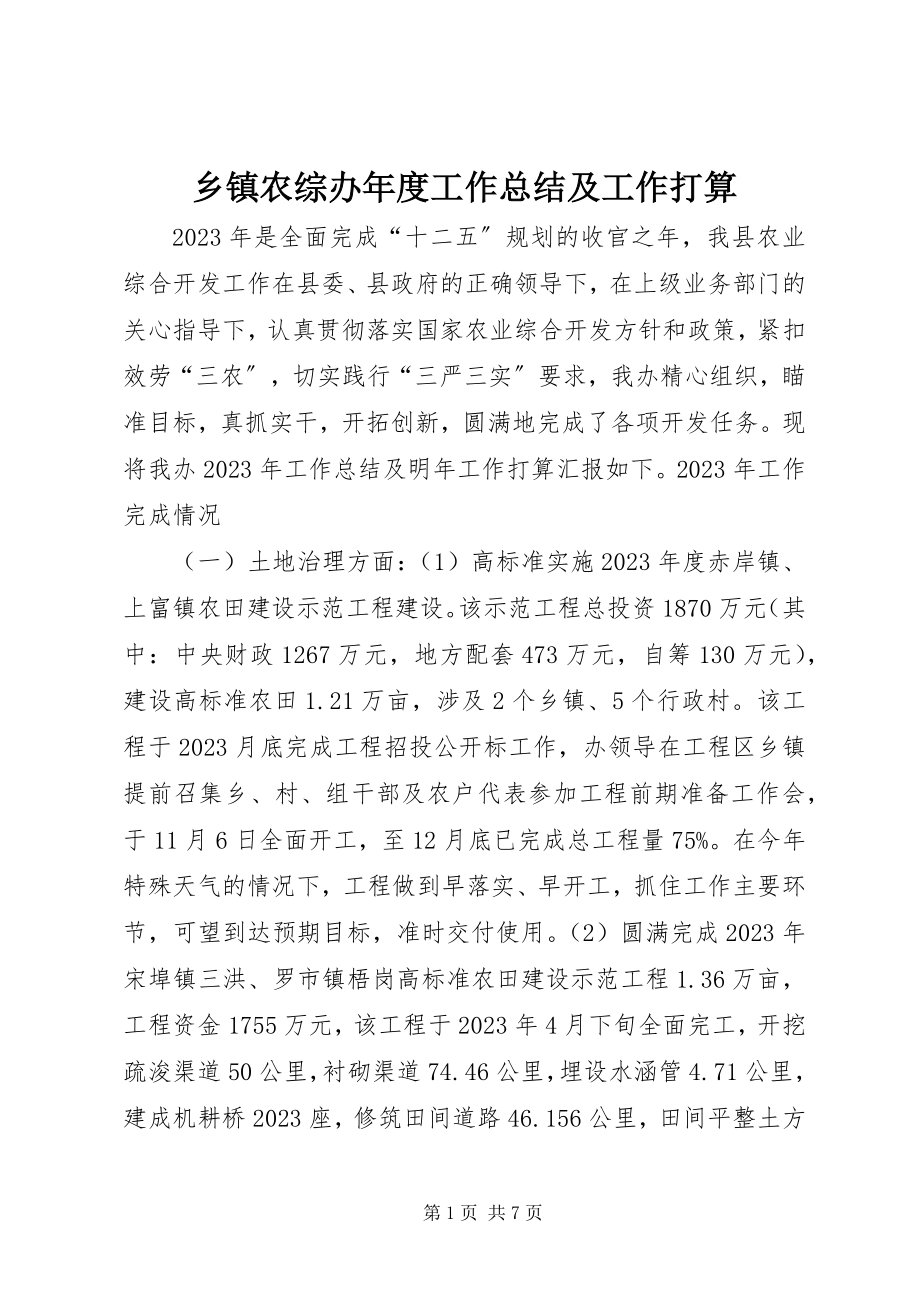 2023年乡镇农综办年度工作总结及工作打算.docx_第1页