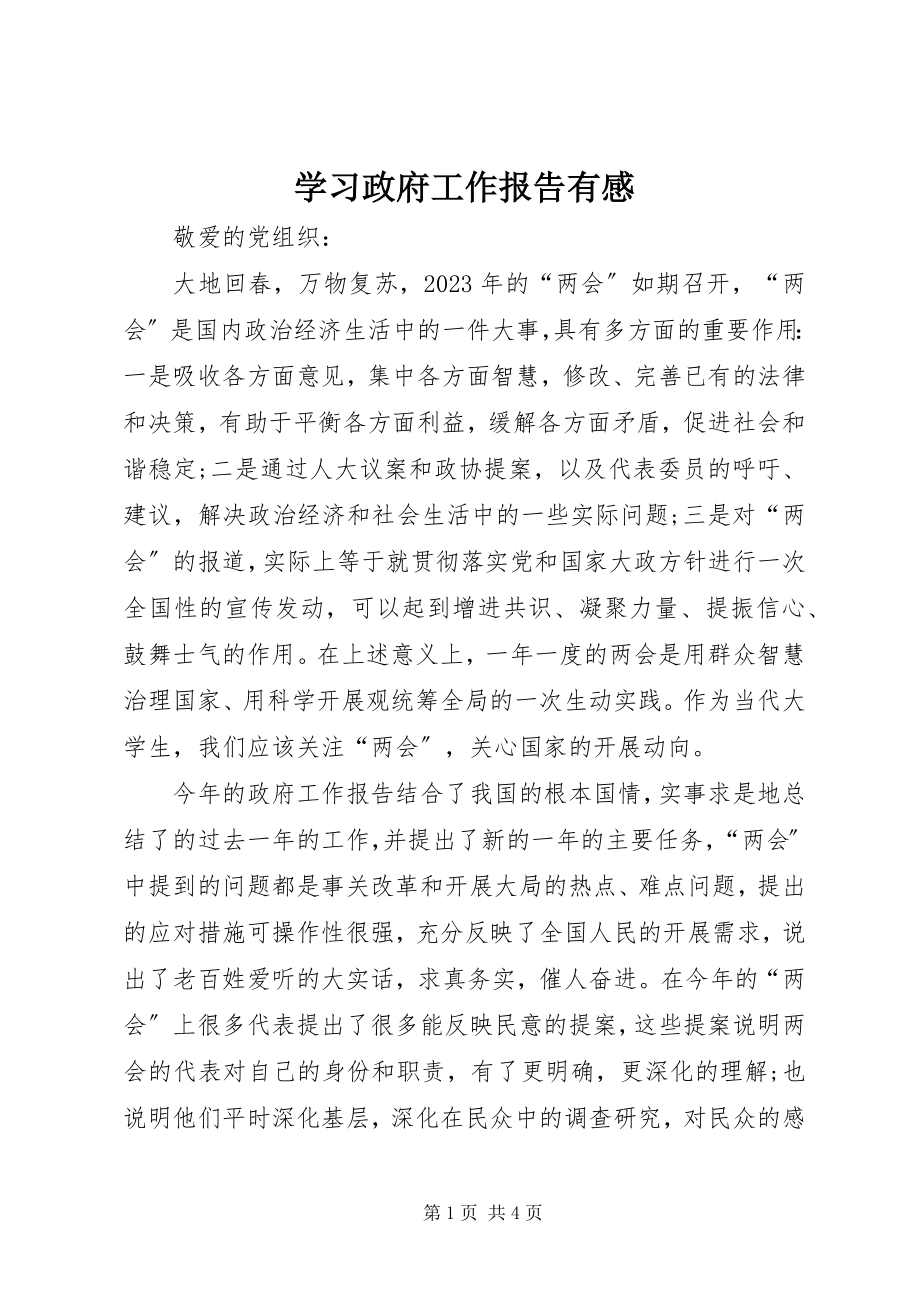 2023年学习政府工作报告有感.docx_第1页