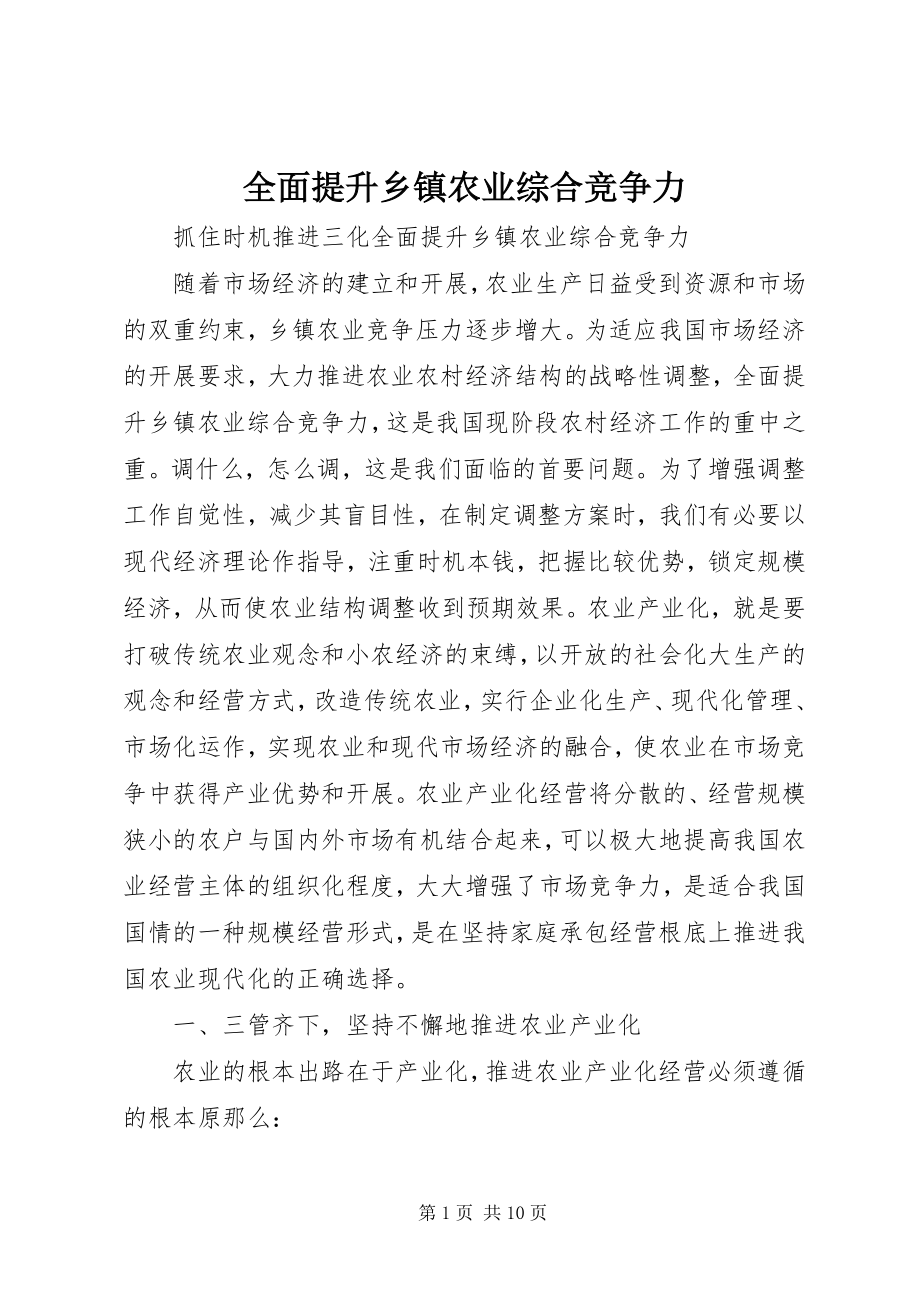 2023年全面提升乡镇农业综合竞争力.docx_第1页