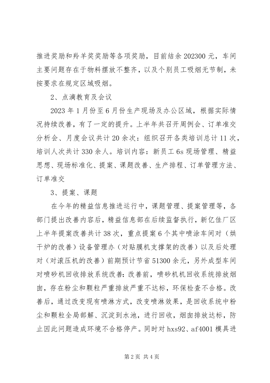 2023年上半年精益信息管理工作总结及下半计划.docx_第2页