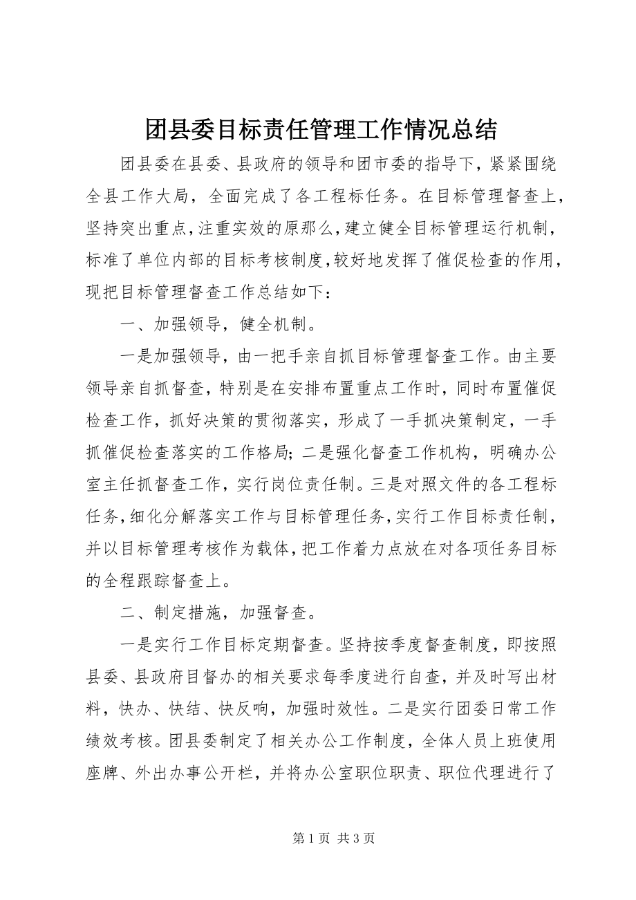 2023年团县委目标责任管理工作情况总结.docx_第1页