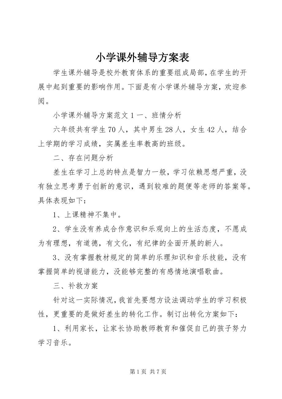 2023年小学课外辅导计划表.docx_第1页