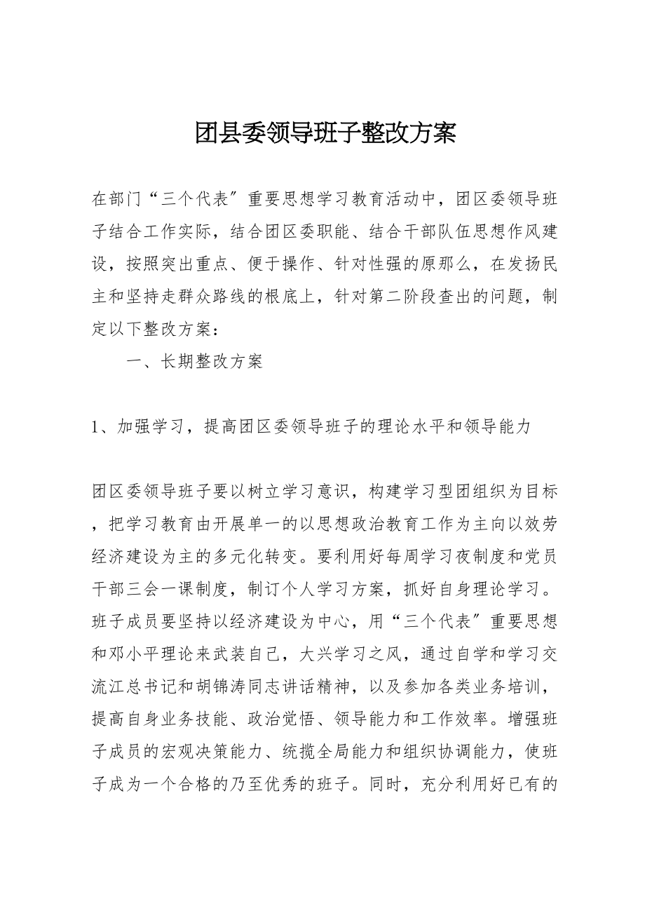 2023年团县委领导班子整改方案 .doc_第1页