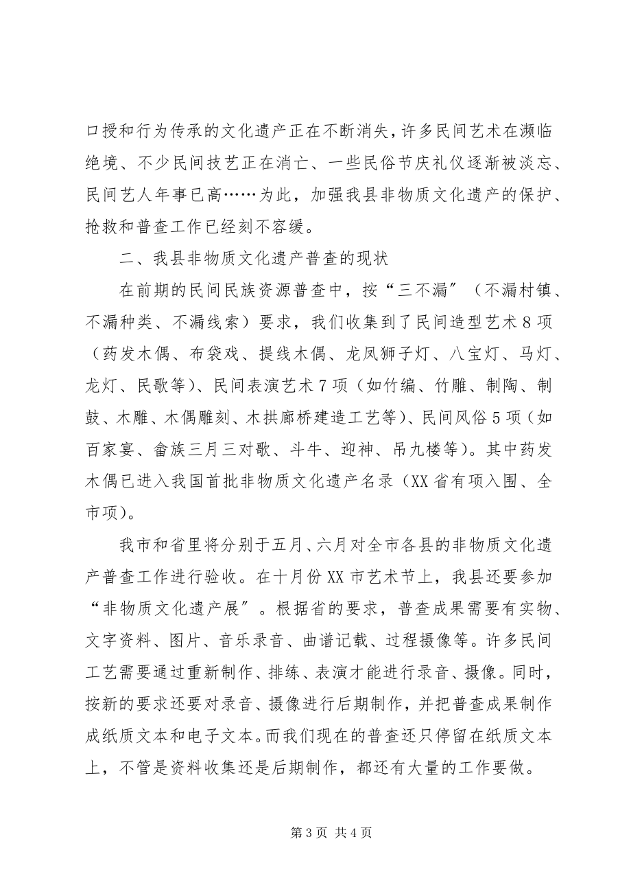 2023年加强非物质文化遗产保护和普查工作会议上的致辞.docx_第3页