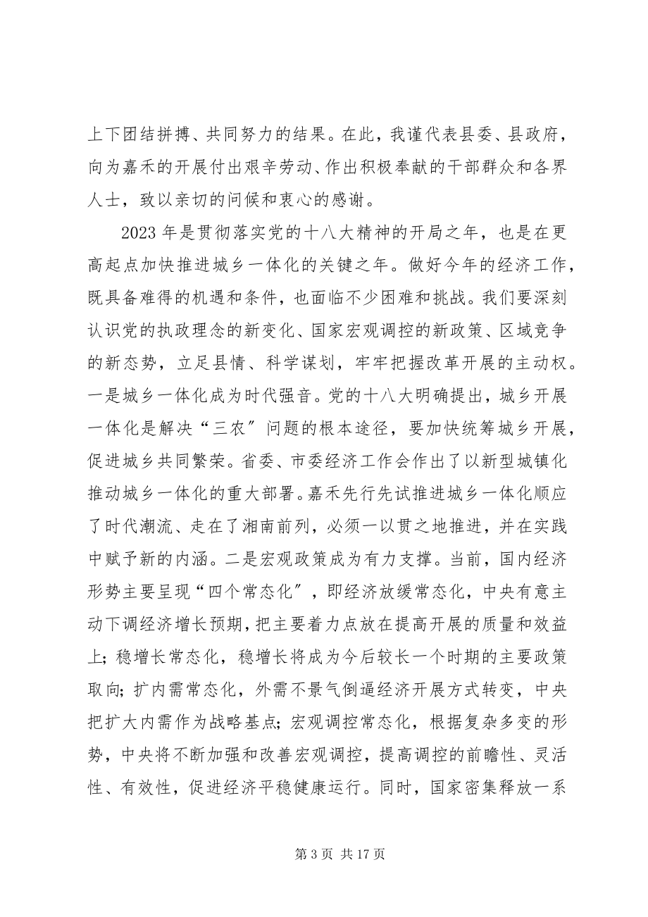 2023年在县委经济工作会议上的致辞.docx_第3页