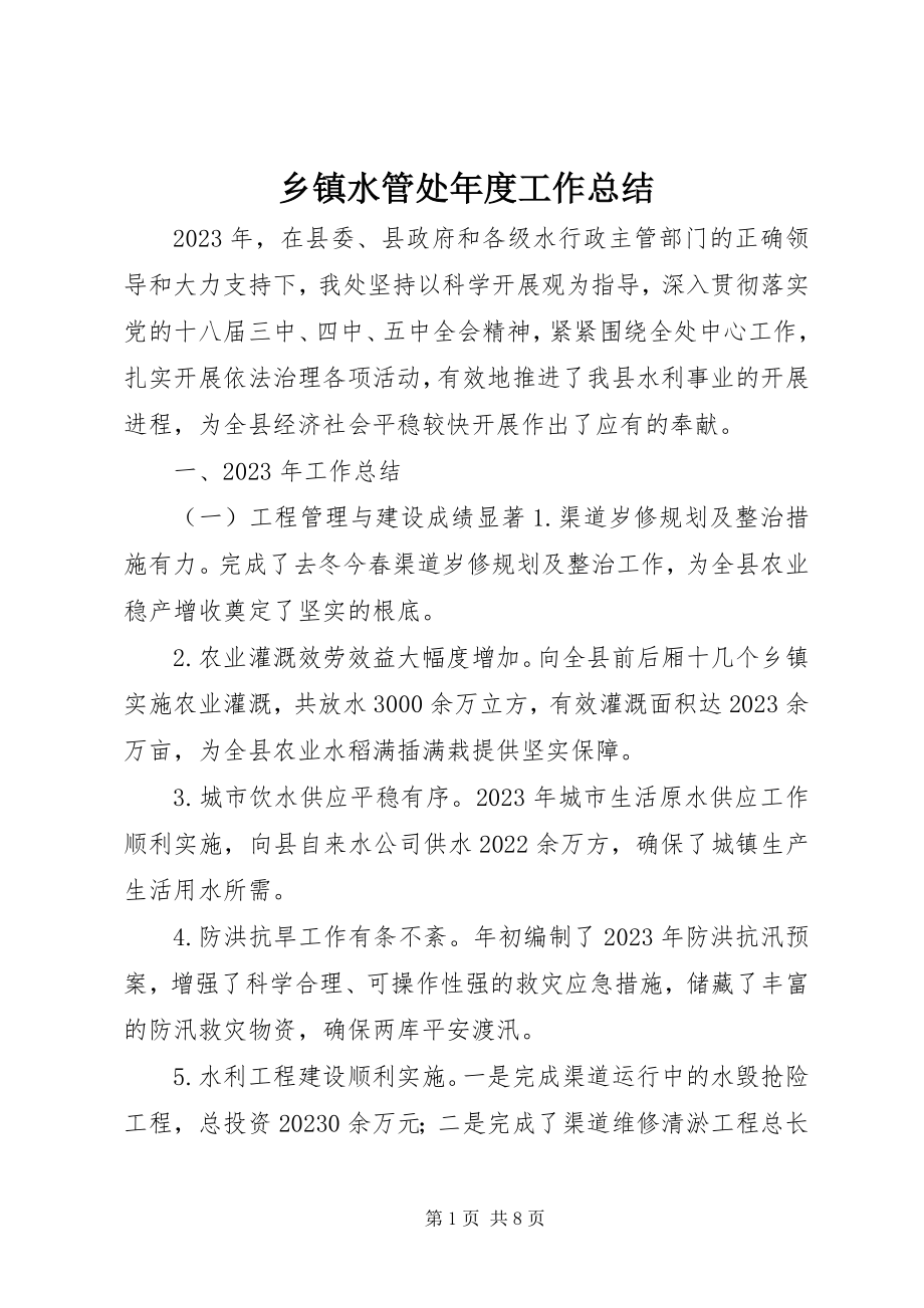 2023年乡镇水管处年度工作总结.docx_第1页