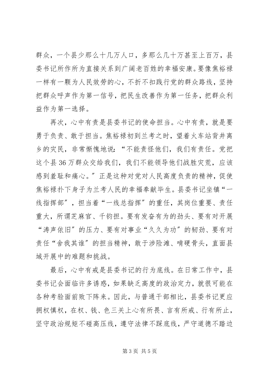 2023年焦裕禄式“四有”县委书记的历练与培养.docx_第3页