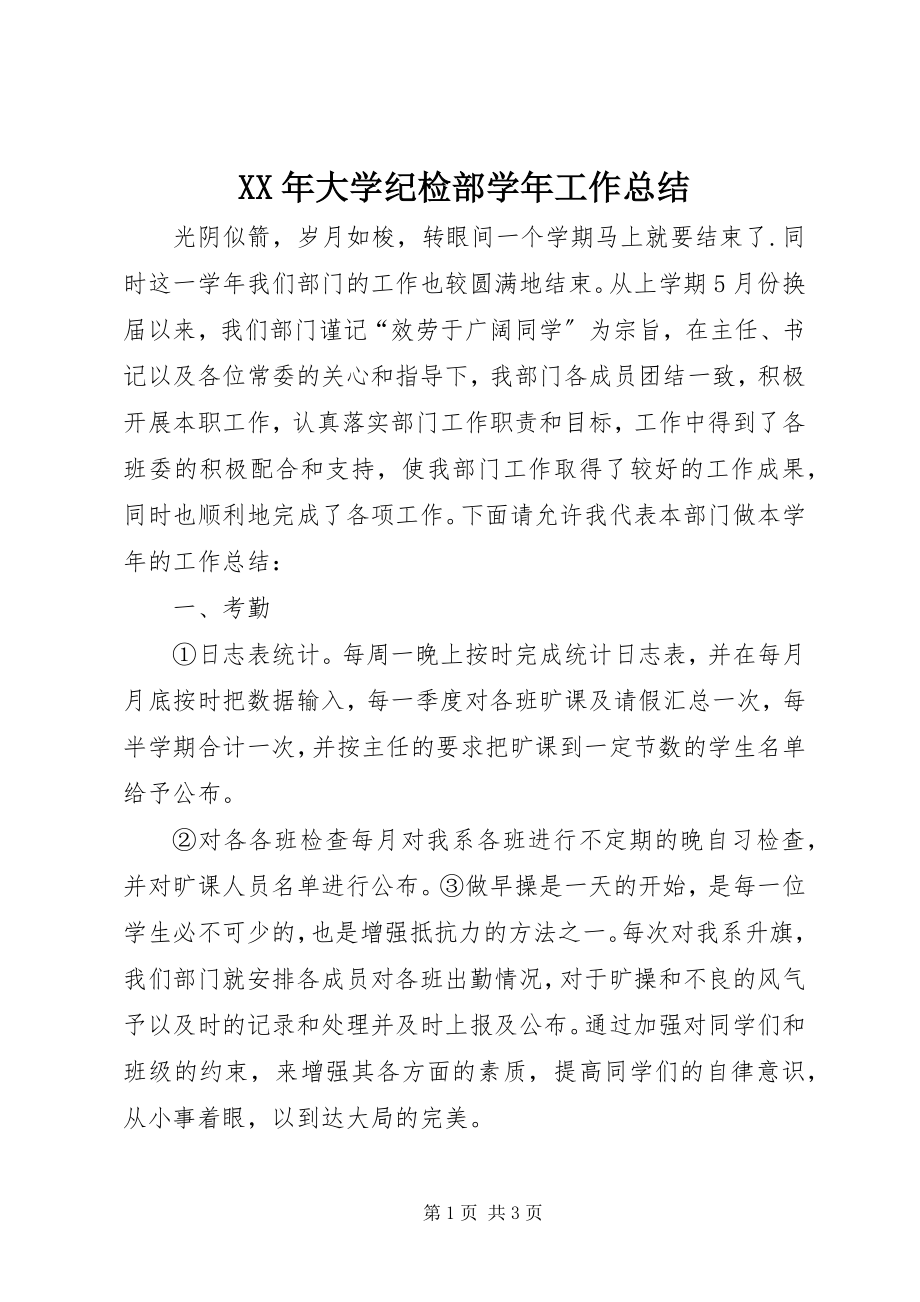 2023年大学纪检部学工作总结.docx_第1页