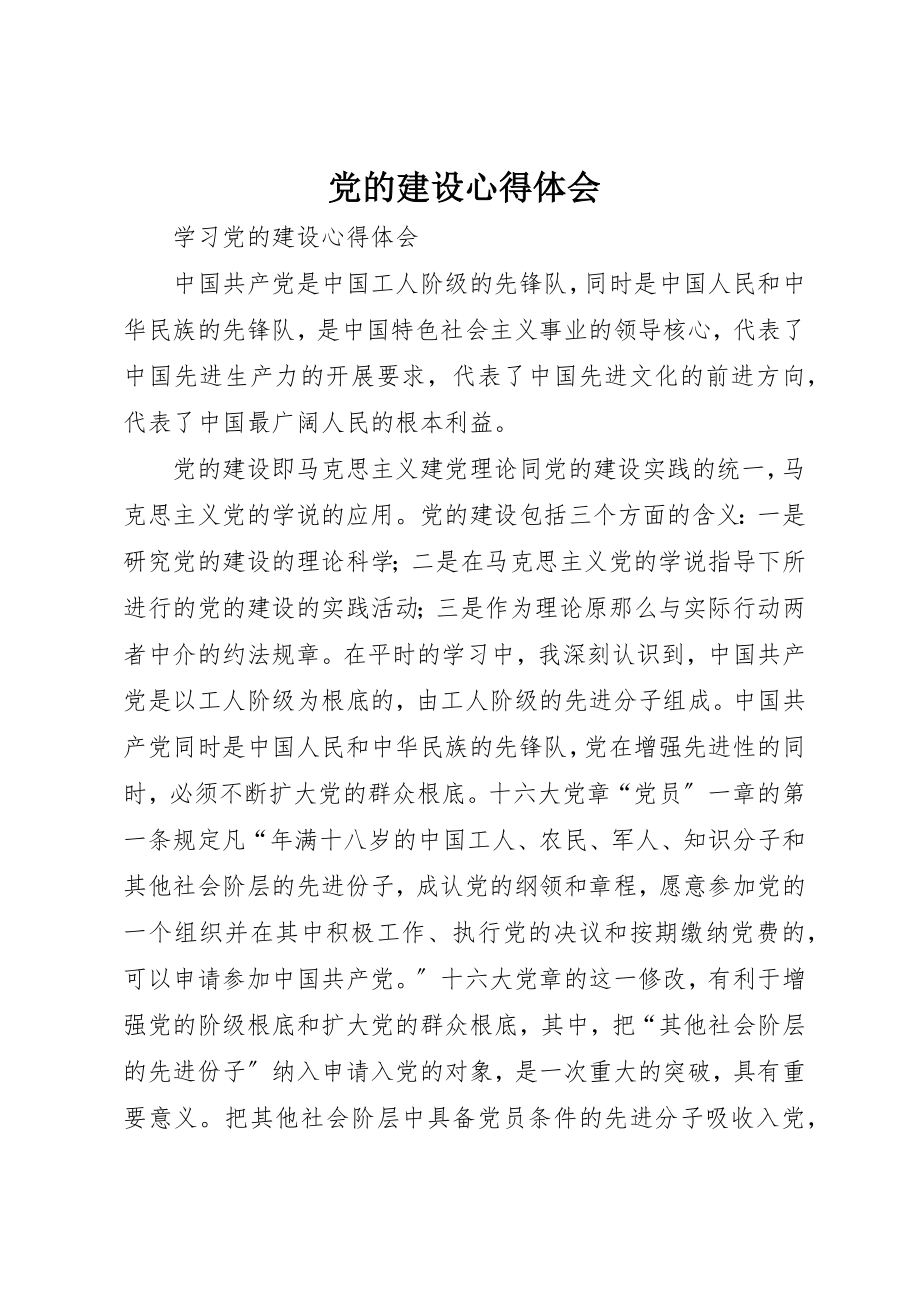 2023年党的建设心得体会.docx_第1页