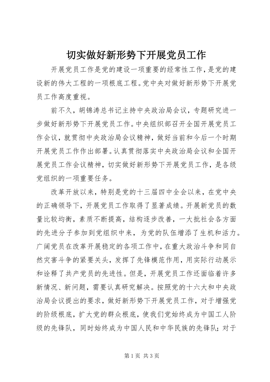 2023年切实做好新形势下发展党员工作.docx_第1页