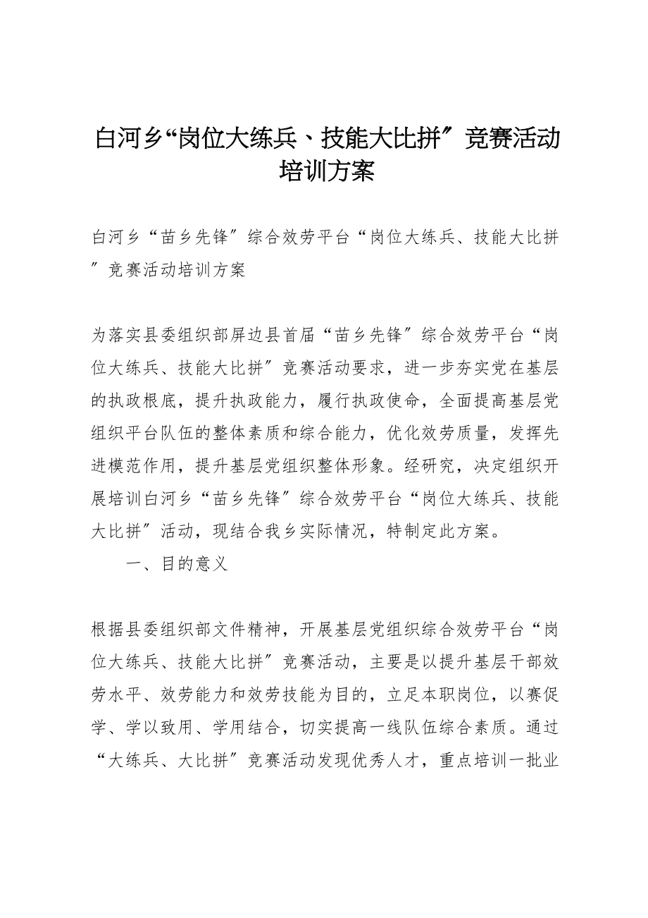 2023年白河乡岗位大练兵技能大比拼竞赛活动培训方案.doc_第1页