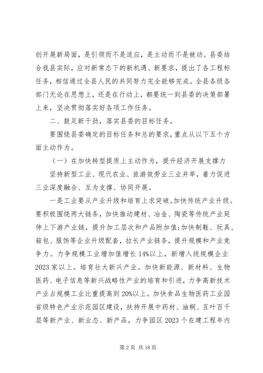 2023年县委经济工作会议致辞材料.docx_第2页