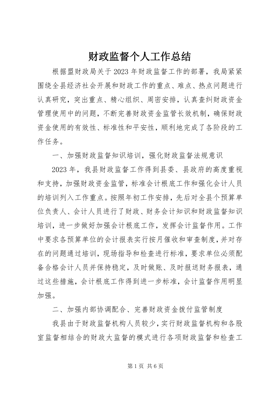 2023年财政监督个人工作总结.docx_第1页