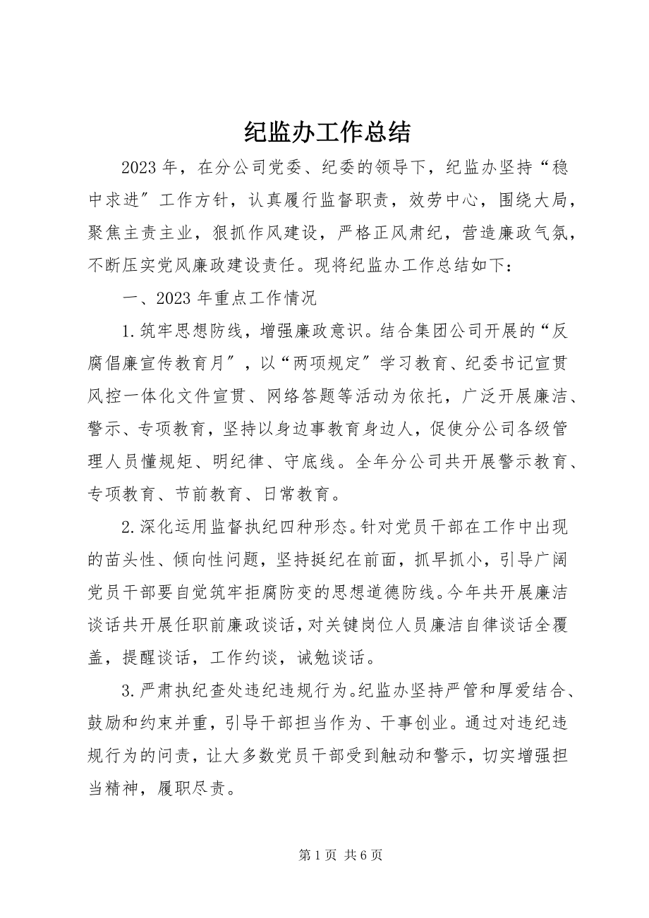 2023年纪监办工作总结.docx_第1页