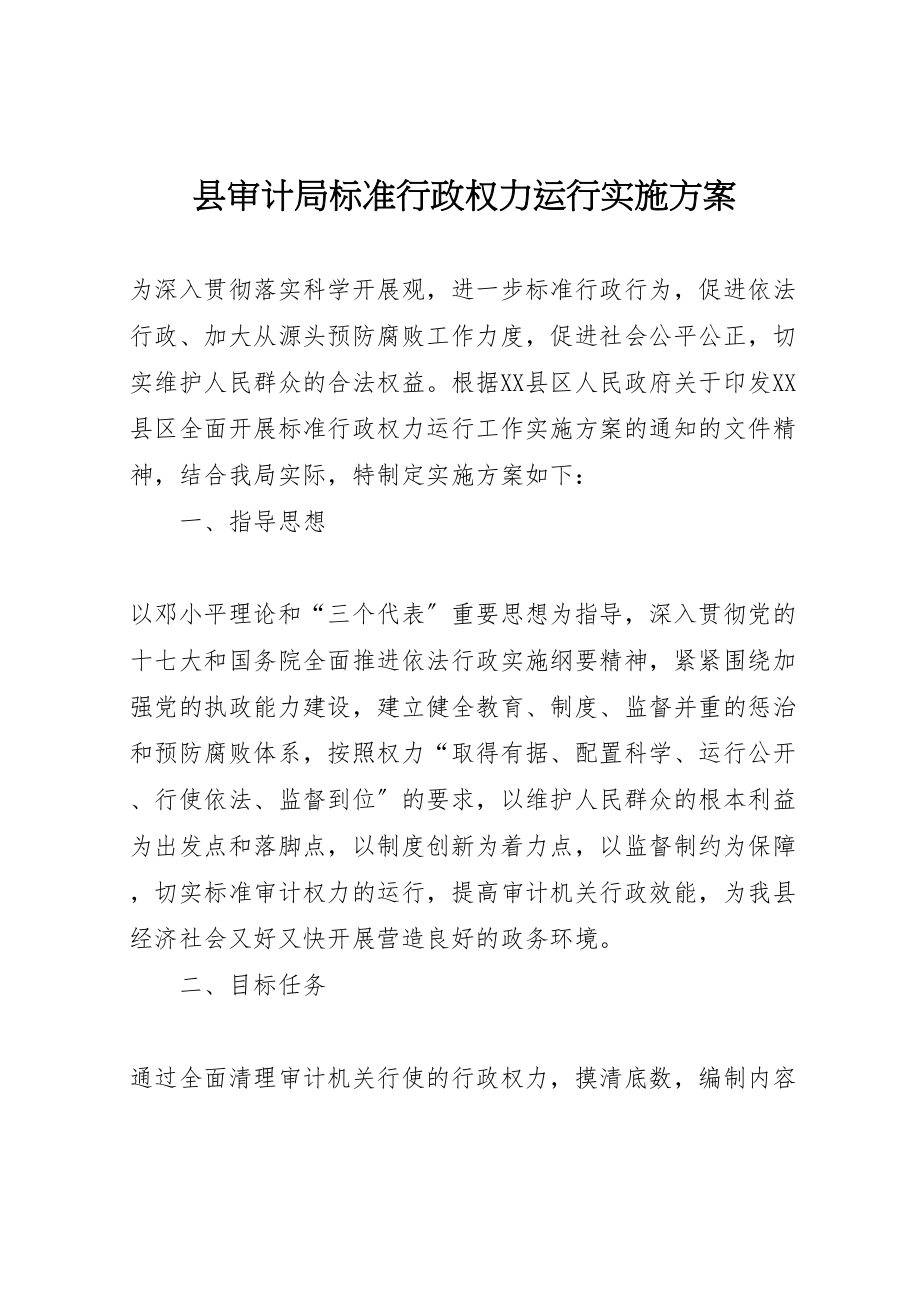 2023年县审计局规范行政权力运行实施方案.doc_第1页