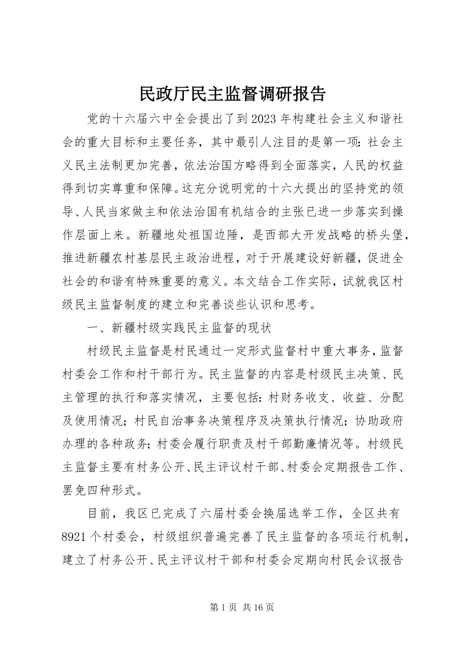 2023年民政厅民主监督调研报告.docx_第1页