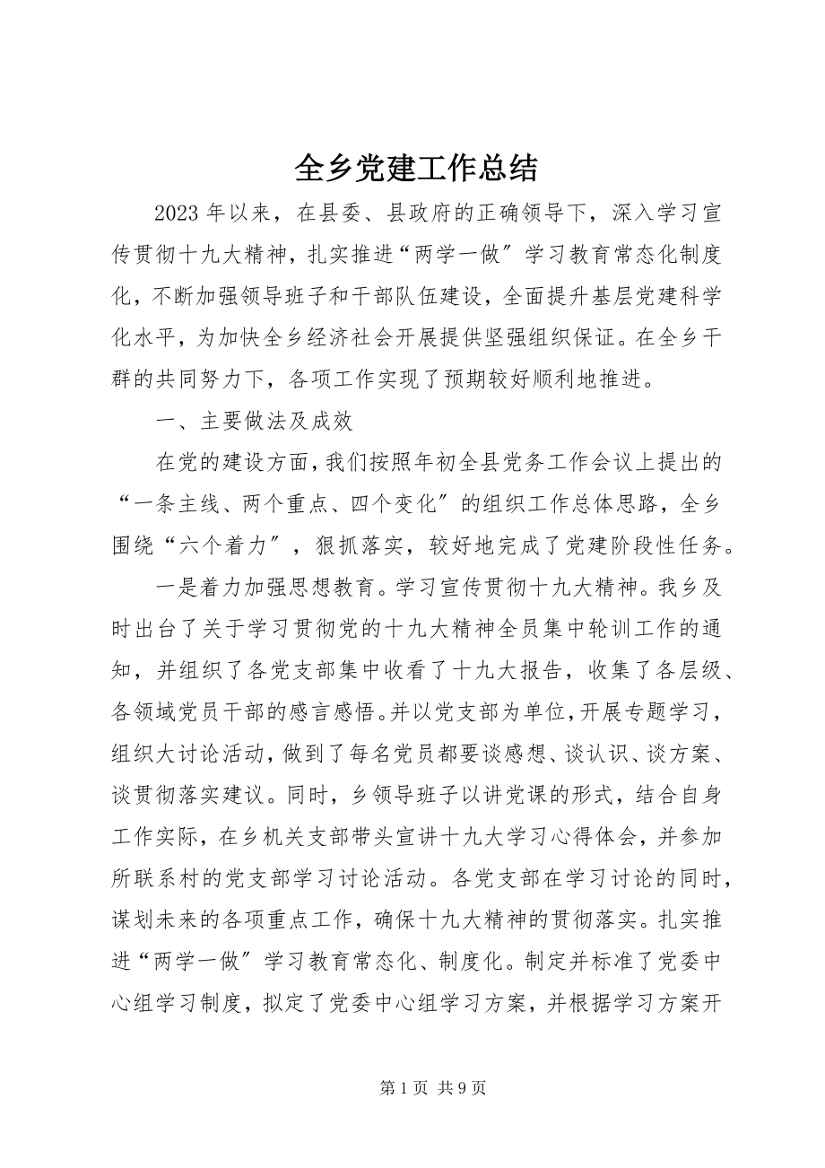 2023年全乡党建工作总结.docx_第1页