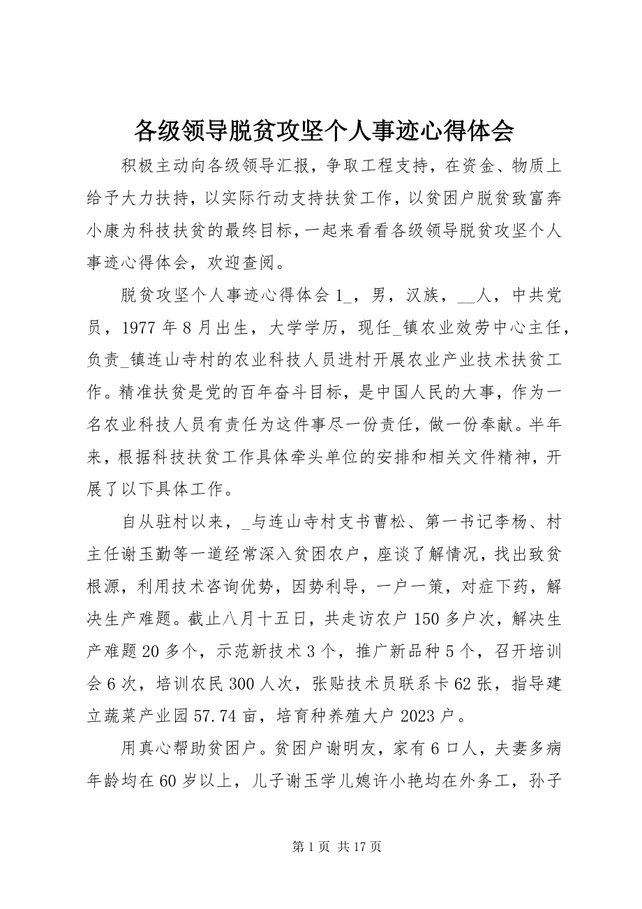 2023年各级领导脱贫攻坚个人事迹心得体会.docx_第1页