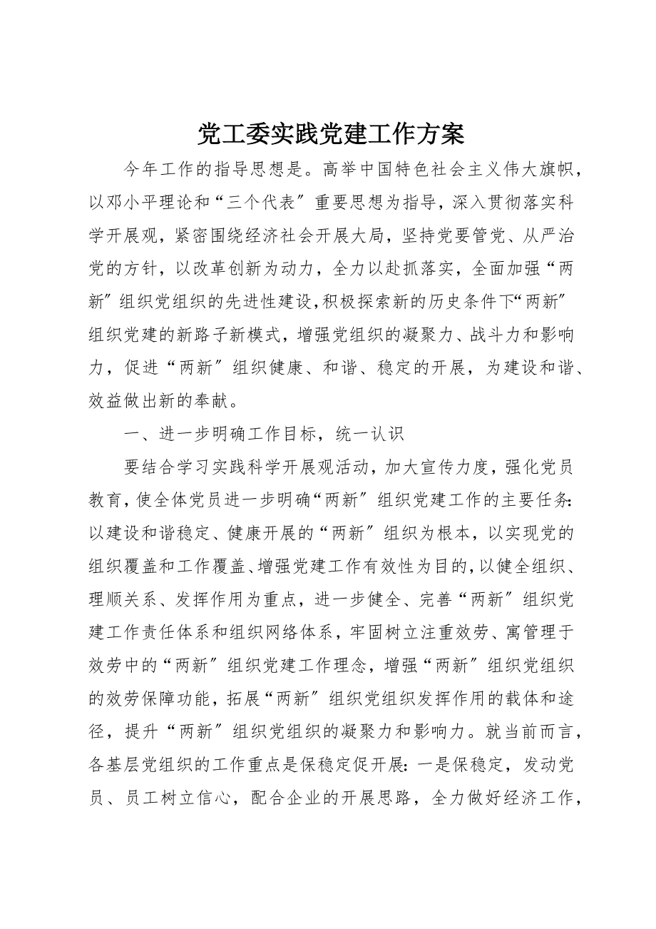 2023年党工委实践党建工作计划.docx_第1页