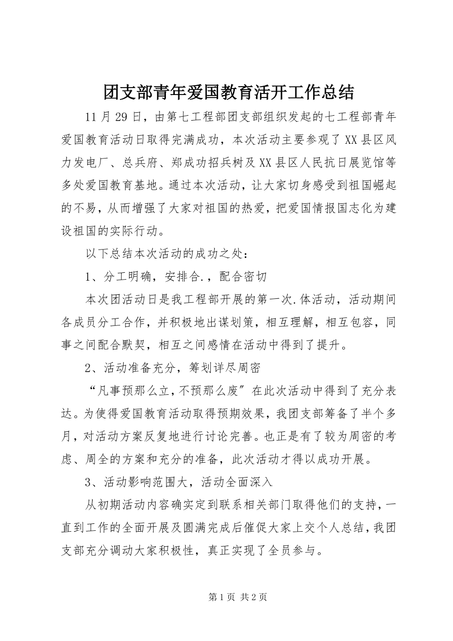 2023年团支部青年爱国教育活动工作总结.docx_第1页