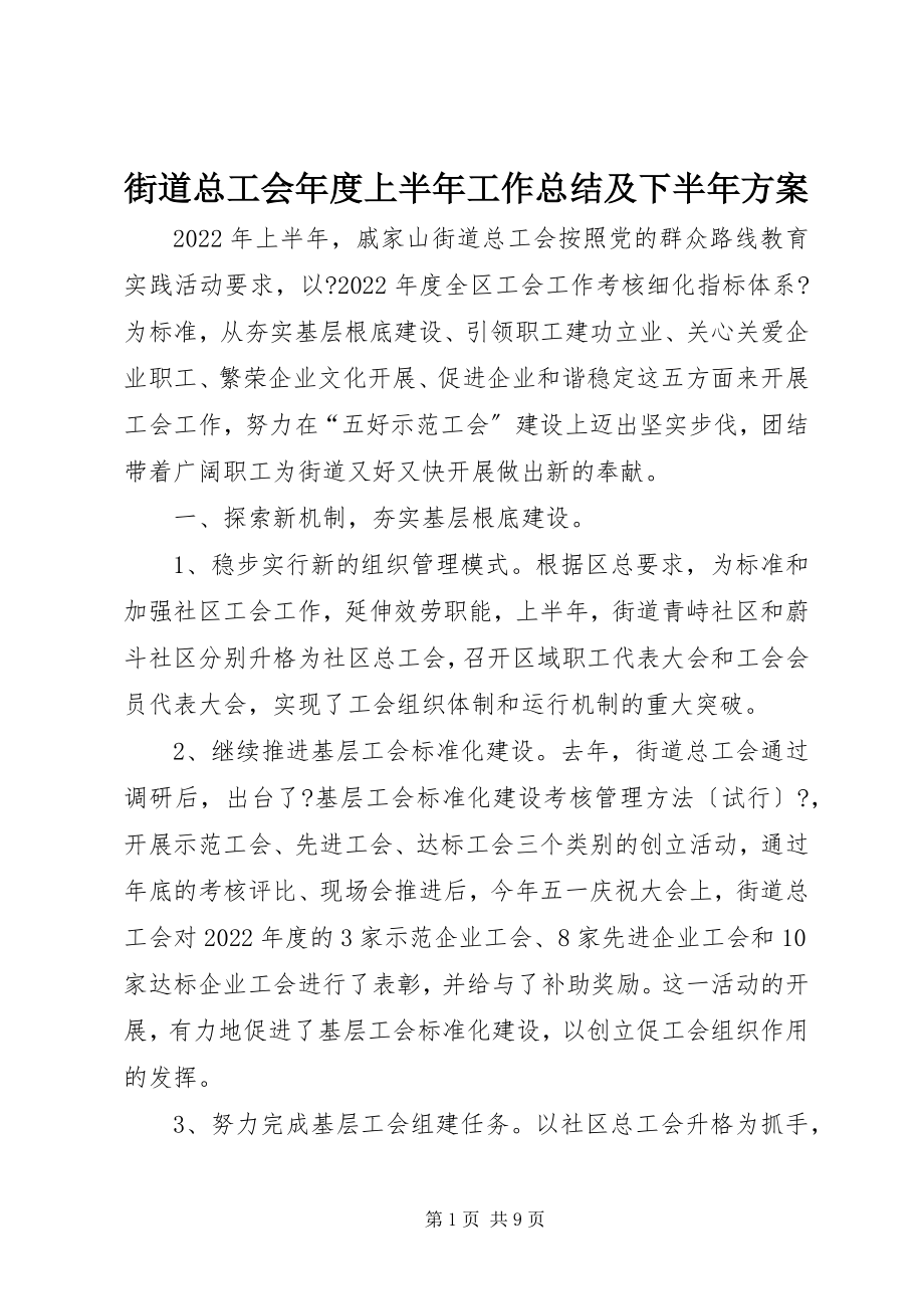 2023年街道总工会度上半年工作总结及下半计划.docx_第1页