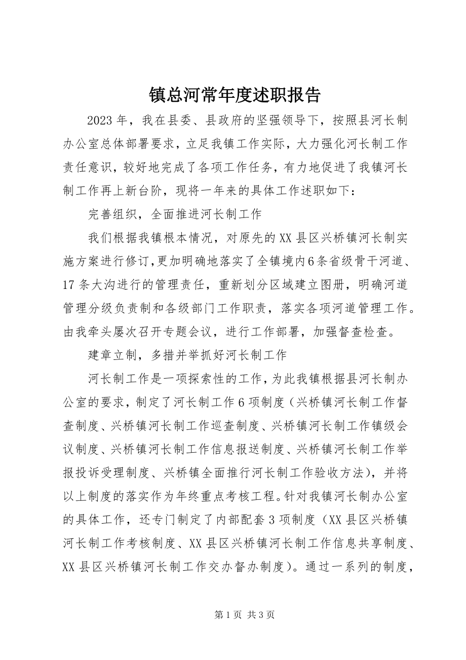 2023年镇总河长年度述职报告.docx_第1页