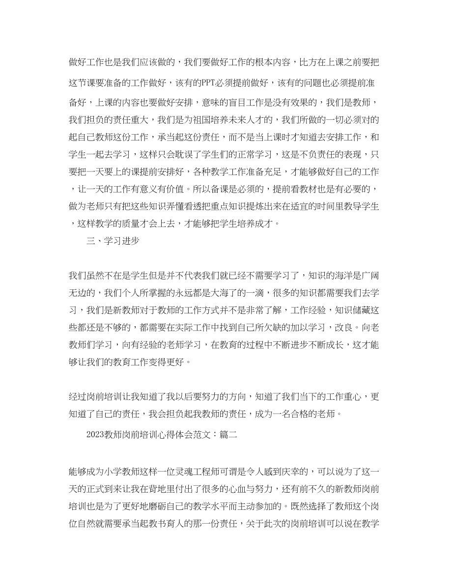 2023年教师岗前培训心得体会范文精选.docx_第2页