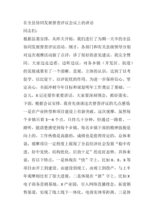 在全县协同发展督查评议会议上的讲话.docx