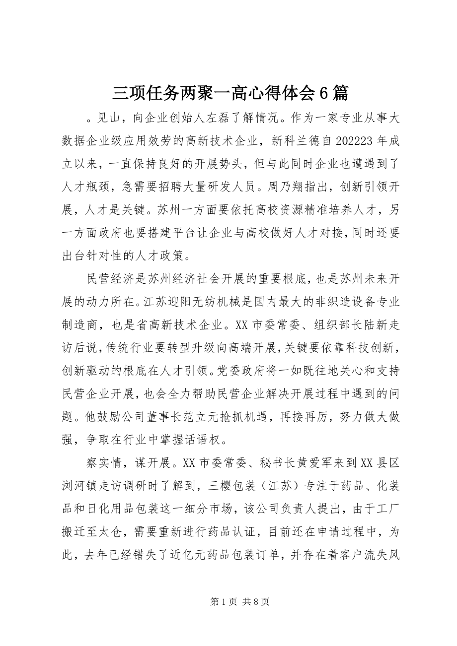 2023年三项任务两聚一高心得体会6篇.docx_第1页