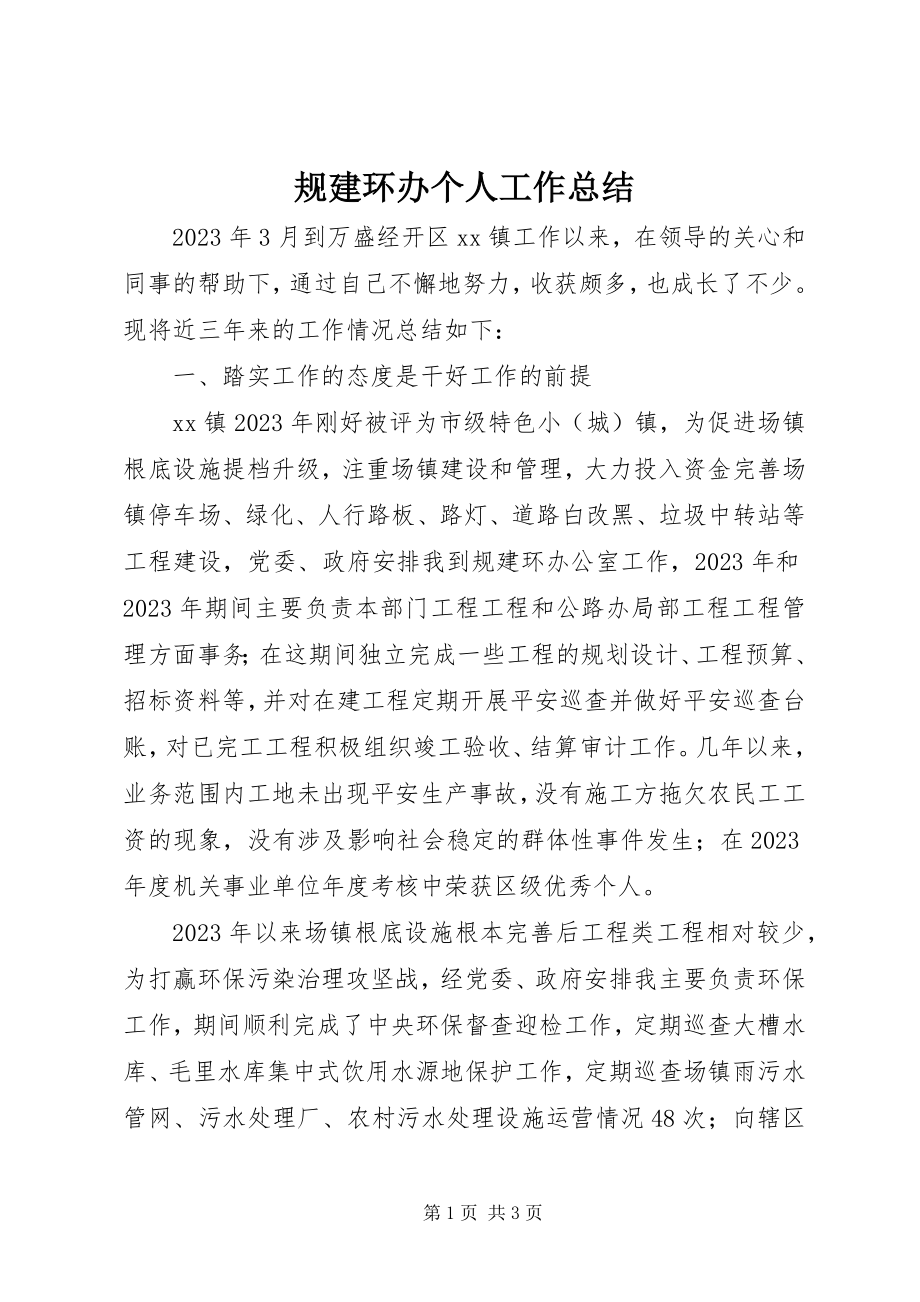 2023年规建环办个人工作总结.docx_第1页